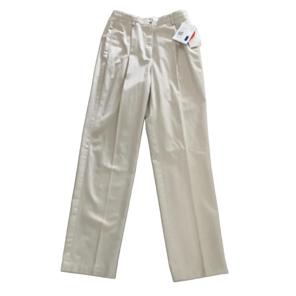 NWT Liz Claiborne Kylie‎ Trouser Pant Wrinkle Free Cotton 8L Beige/Lt Khaki 138A